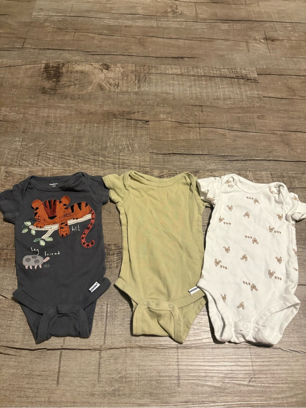 Carter's Three-Pack Bodysuits - Charcoal Gray, Sage Green, Cream